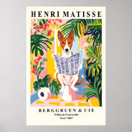 Basenji on Toilet Art Print Funny Matisse Style Poster