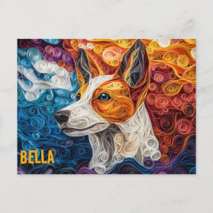 Basenji Paper Quilling Art Dog Portrait Postkarte