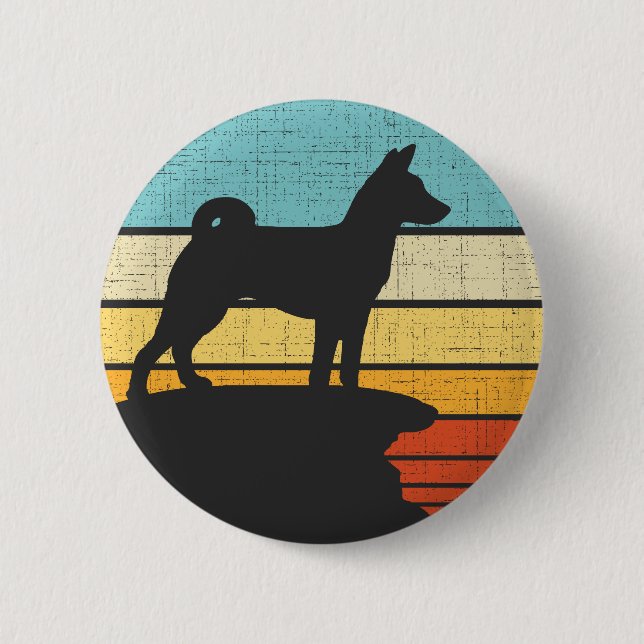 Basenji Retro Vintager Hund Welpenbesitzer Lover Button (Vorderseite)
