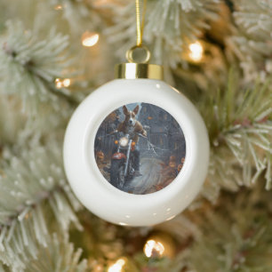 Basenji Riding Motorrad Halloween Beängstigend Keramik Kugel-Ornament