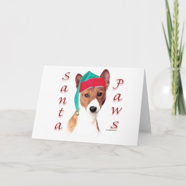 Basenji Sankt Tatzen Feiertagskarte (Vorderseite)