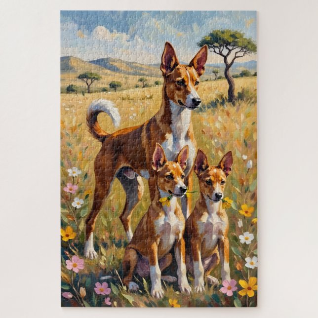 Basenji Savanna Bloom Kunst Puzzle (Vertikal)