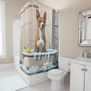 Basenji Schlampig Schlafend Süß Lustig Duschvorhang