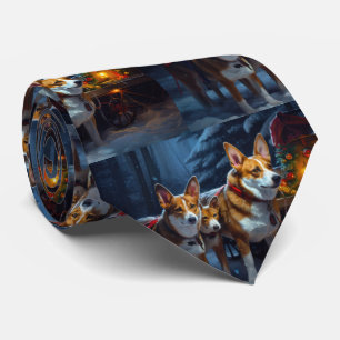 Basenji Schneeschlitten Weihnachtsdekoration Krawatte