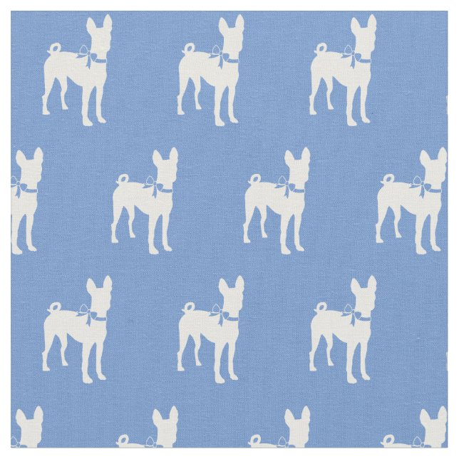 Basenji Silhouette Pet Light Blue Stoff (Nahaufnahme)