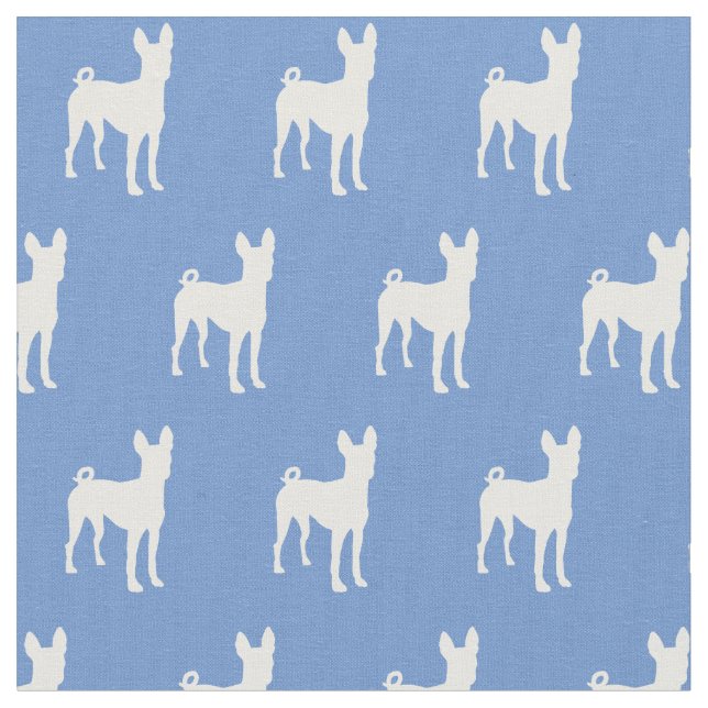 Basenji Silhouette Pet Light Blue Stoff (Nahaufnahme)