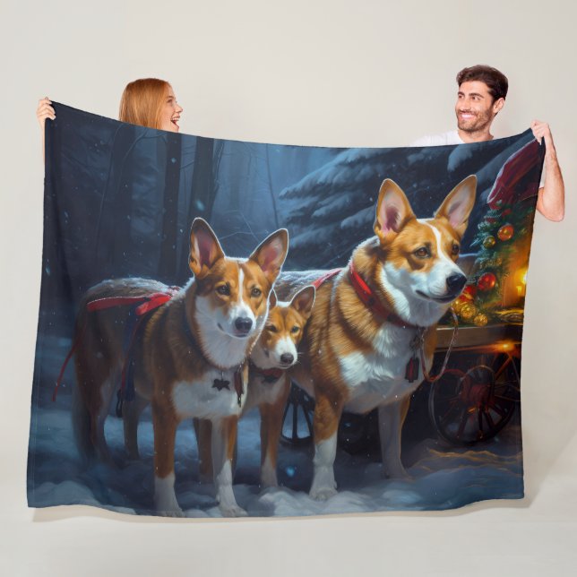Basenji Snowy Sleigh Weihnachtsdekor Fleecedecke (Beispiel)