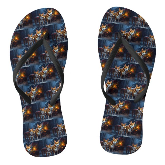 Basenji Snowy Sleigh Weihnachtsdekor Flip Flops (Fußbett)