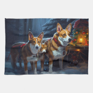 Basenji Snowy Sleigh Weihnachtsdekor Geschirrtuch