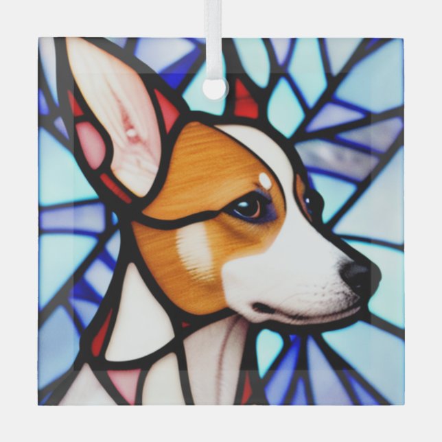 Basenji ‚Stainglas‘ Ornament Aus Glas (Vorderseite)