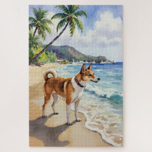 Basenji-Strand-Neugier-Szene Puzzle