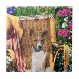 Basenji Summer Garden Art Fliese