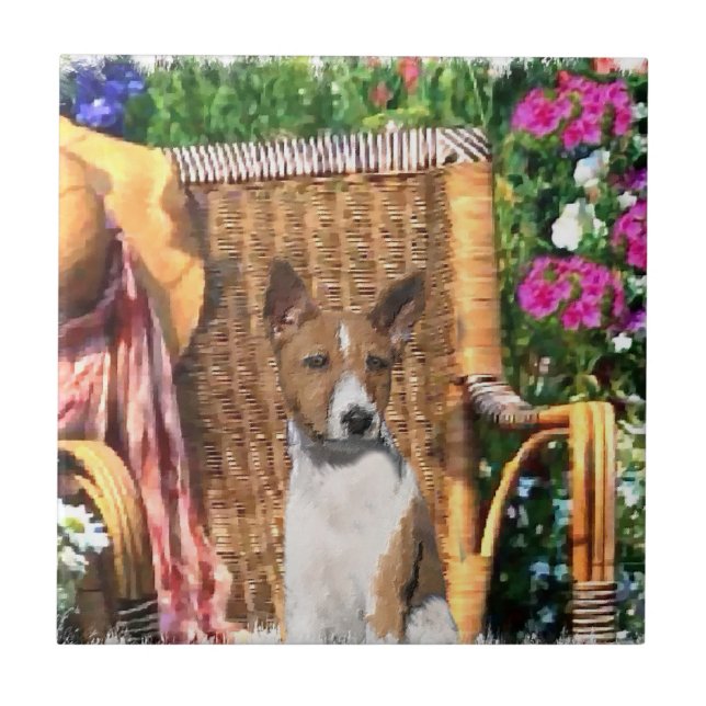 Basenji Summer Garden Art Fliese (Vorderseite)