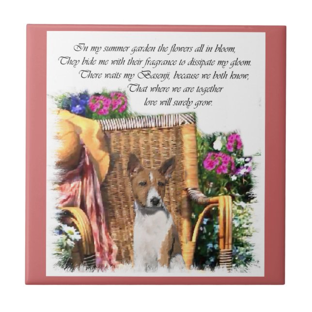 Basenji Summer Garden Art Fliese (Vorderseite)