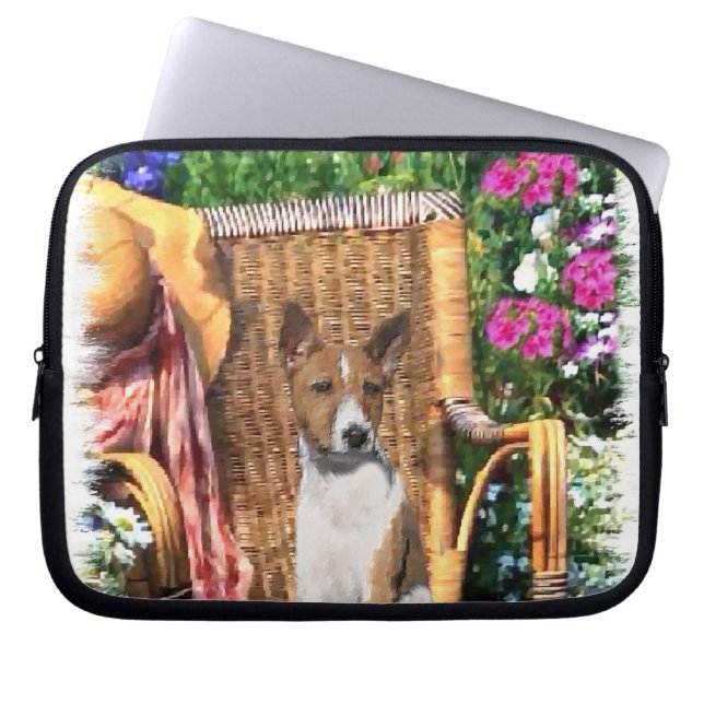 Basenji Summer Garden Art Laptopschutzhülle (Vorderseite)