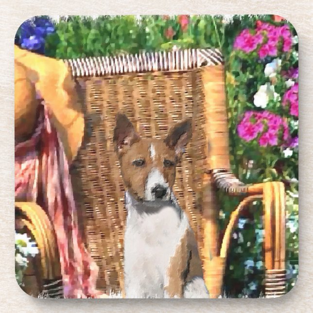 Basenji Summer Garden Art Untersetzer (Vorderseite)