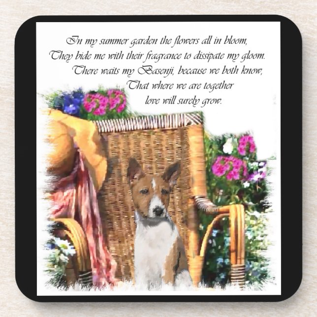 Basenji Summer Garden Art Untersetzer (Vorderseite)