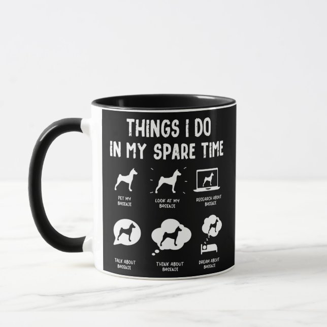 Basenji Things Do Spare Time Funny Dog Mom Dad  Tasse (Links)