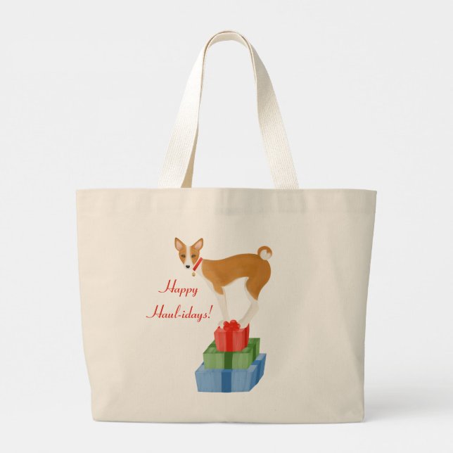 Basenji und präsentiert Tote Bag Jumbo Stoffbeutel (Rückseite)