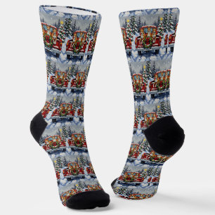 Basenji Weihnachten Rotes Lastwagen Ferien Socken