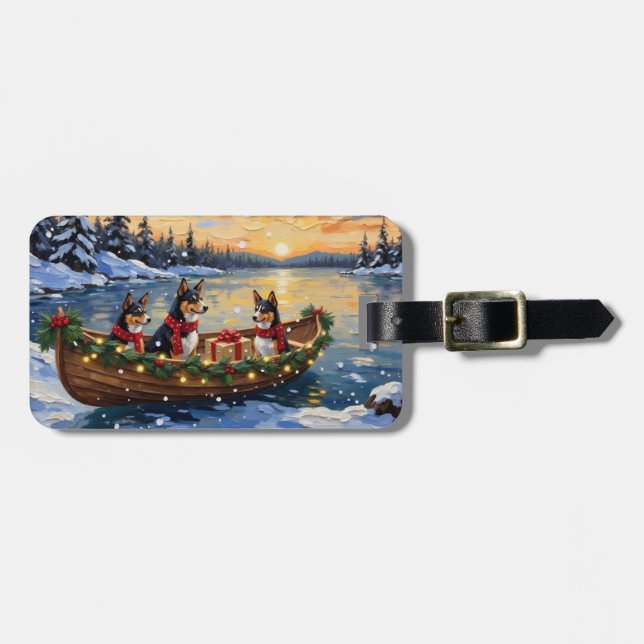 Basenji-Weihnachtsboot-Feiertag Gepäckanhänger (Vorderseite horizontal)