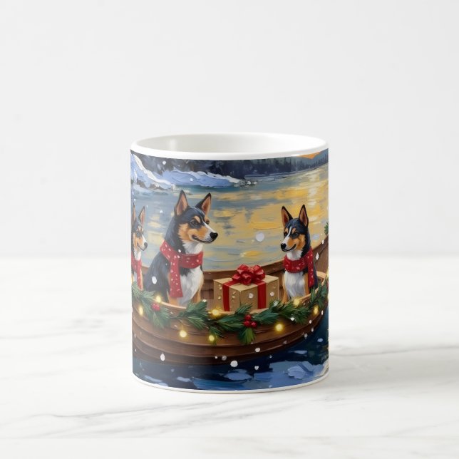 Basenji-Weihnachtsboot-Feiertag Kaffeetasse (Mittel)