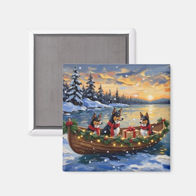 Basenji-Weihnachtsboot-Feiertag Magnet (Vorderseite/Rückseite)