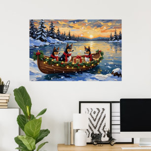 Basenji-Weihnachtsboot-Feiertag Poster