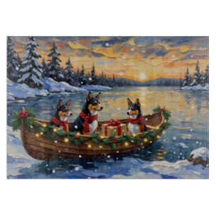 Basenji-Weihnachtsboot-Feiertag Schneidebrett