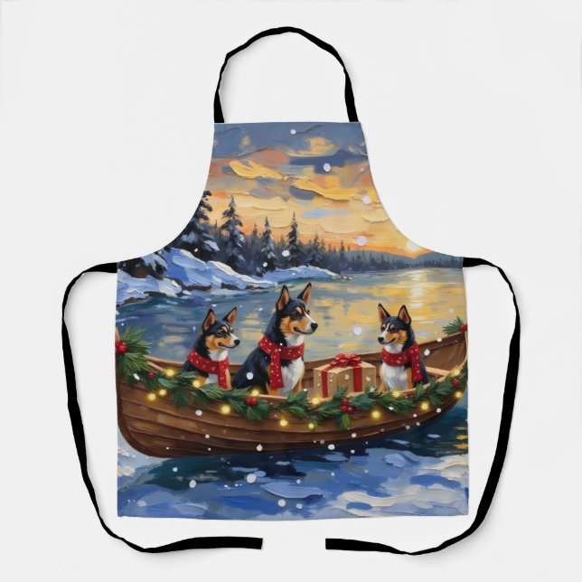 Basenji-Weihnachtsboot-Feiertag Schürze (Vorderseite)