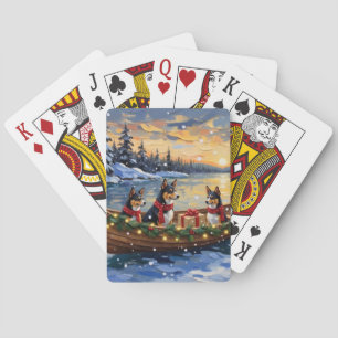 Basenji-Weihnachtsboot-Feiertag Spielkarten