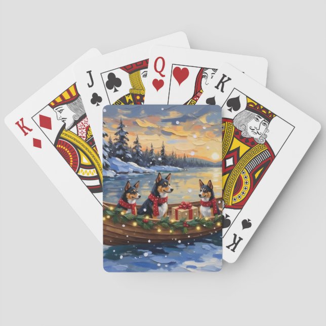 Basenji-Weihnachtsboot-Feiertag Spielkarten (Rückseite)