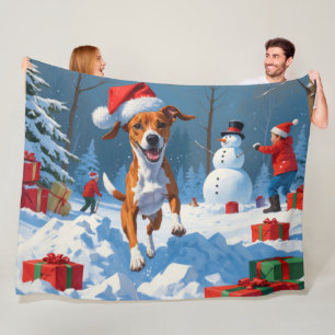 Basenji-Weihnachtsfest-Schneeszene Fleecedecke