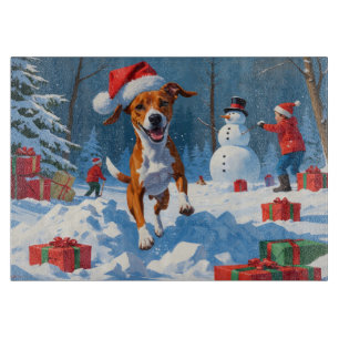 Basenji-Weihnachtsfest-Schneeszene Schneidebrett