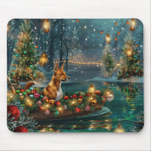 Basenji Weihnachtsfestreise Mousepad