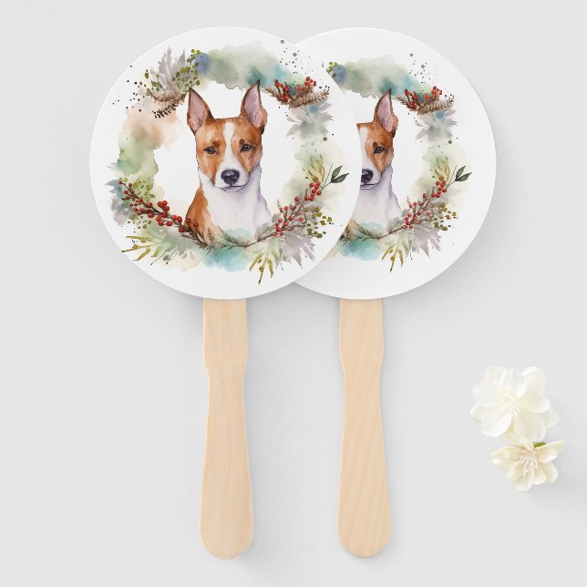 Basenji Weihnachtskraut Festliche Jungfrau Fächer (Vorne und Hinten)