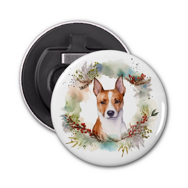 Basenji Weihnachtskraut Festliche Jungfrau Flaschenöffner (Vorderseite)