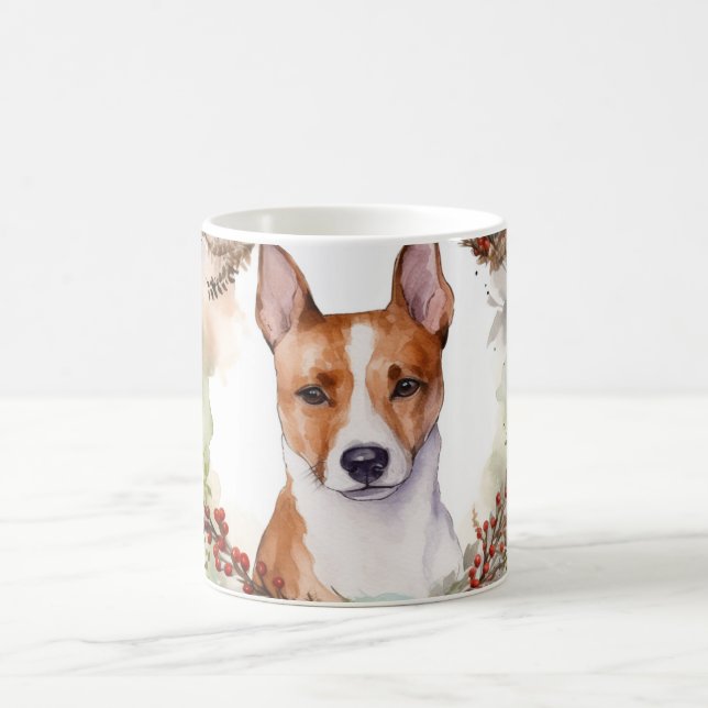 Basenji Weihnachtskraut Festliche Jungfrau Kaffeetasse (Mittel)