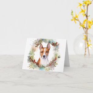 Basenji Weihnachtskraut Festliche Jungfrau Karte