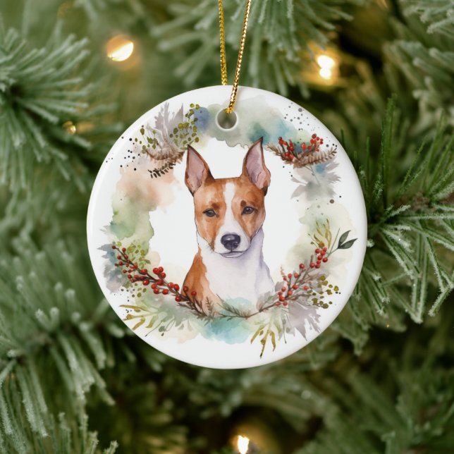 Basenji Weihnachtskraut Festliche Jungfrau Keramik Ornament (Baum)