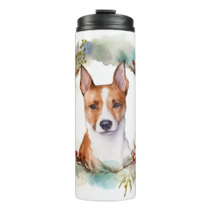 Basenji Weihnachtskraut Festliche Jungfrau Thermosbecher