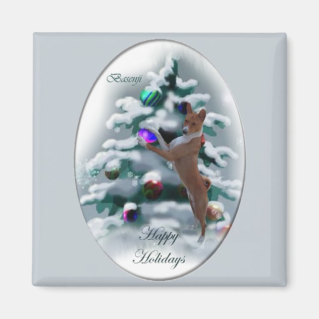 Basenji Weihnachtspenden Magnet (Vorne)