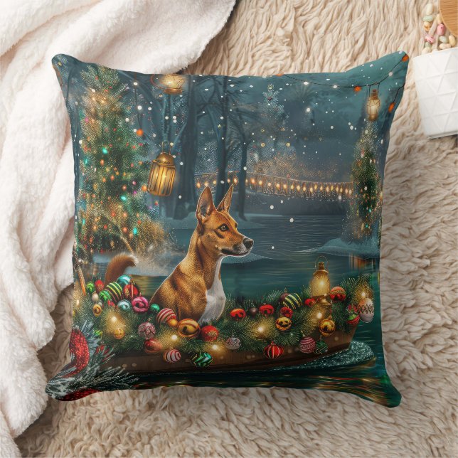 Basenji Weihnachtsreise Kissen (Decke)