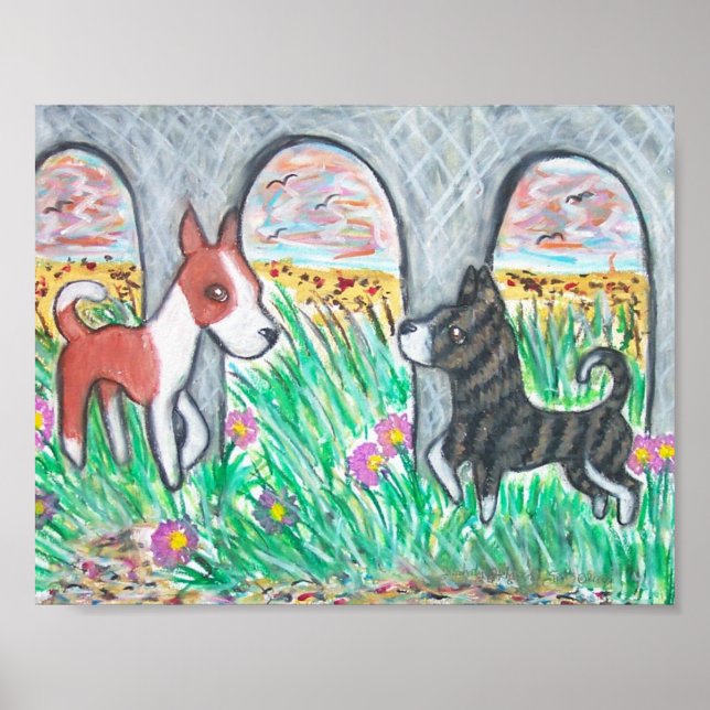 Basenjis am Beach Art Poster (Vorne)