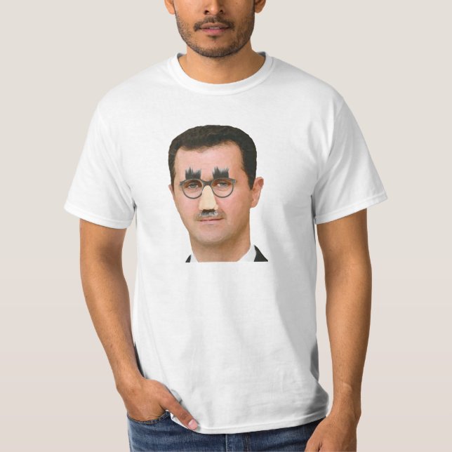 Bashar Al-Assad mit lustigem Glas-T - Shirt (Vorderseite)