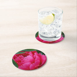 Bashful Pink Peony Runder Pappuntersetzer