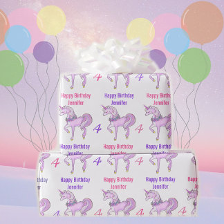 Bashful Unicoralize Name Age Pink Stars Geschenkpapier