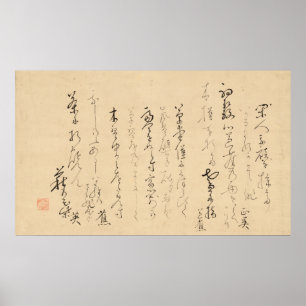 Basho eigene Handschrift Haiku Gedichte japanische Poster