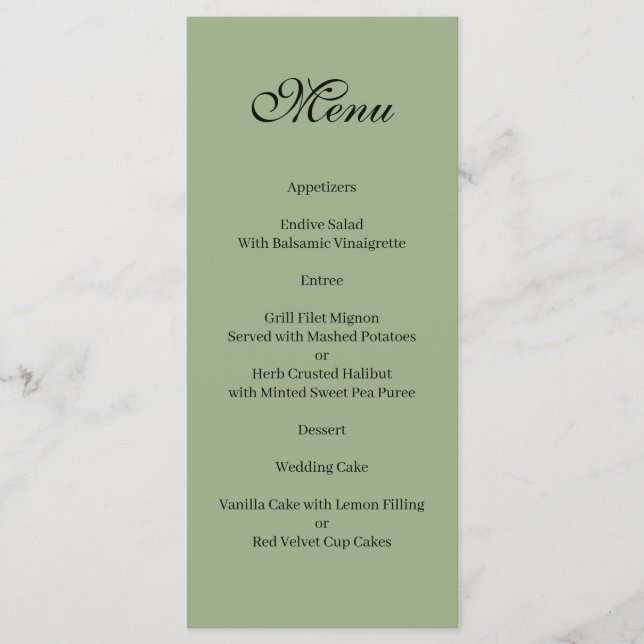 Basic and Elegant green and white Menu Menükarte (Vorderseite)