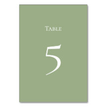 Basic and Elegant Sage Green Table number Card